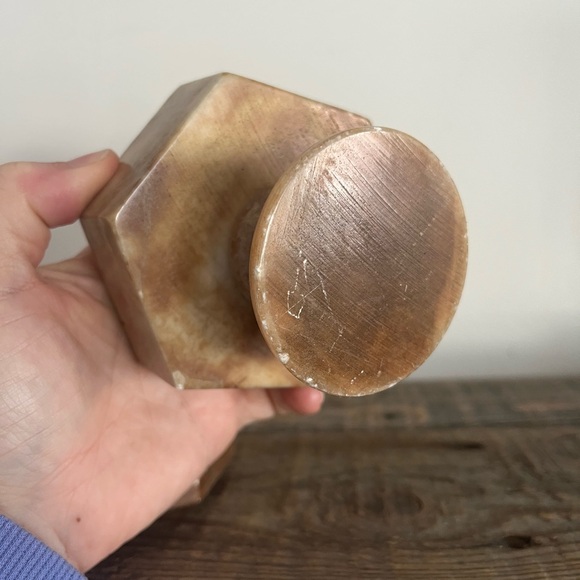 Set of Two Brown Alabaster Decorative Jars - Picture 10 of 14